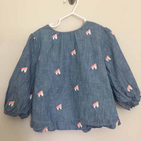 J. Crew Other - J. Crew Girls Chambray Popover Shirt With Unicorns